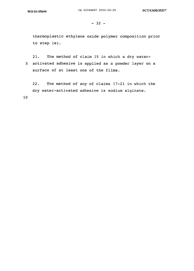 Document de brevet canadien 2394897. Revendications 20020625. Image 5 de 5
