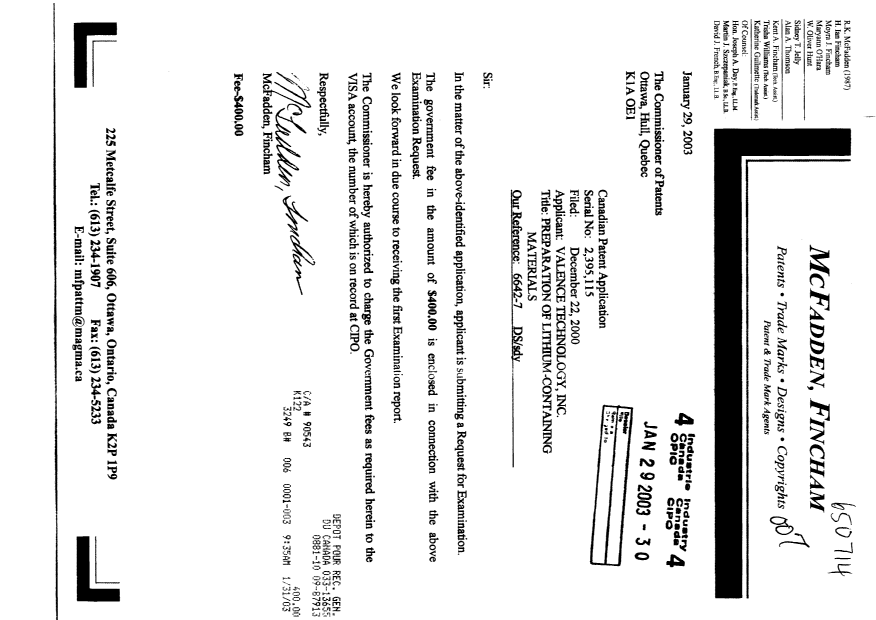 Document de brevet canadien 2395115. Poursuite-Amendment 20030129. Image 1 de 1
