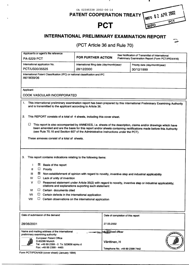 Document de brevet canadien 2395338. PCT 20020614. Image 2 de 8