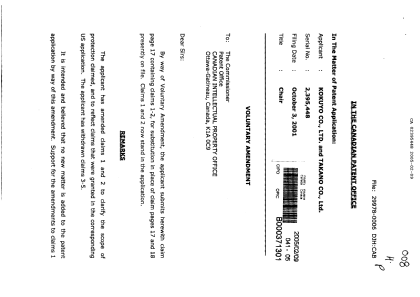 Canadian Patent Document 2395448. Prosecution-Amendment 20050209. Image 1 of 4