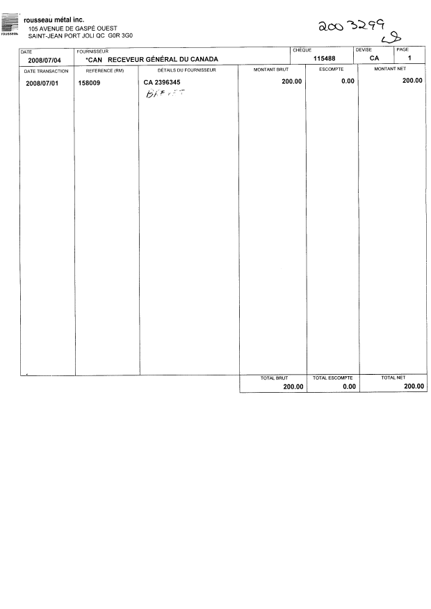 Document de brevet canadien 2396345. Taxes 20080707. Image 2 de 2