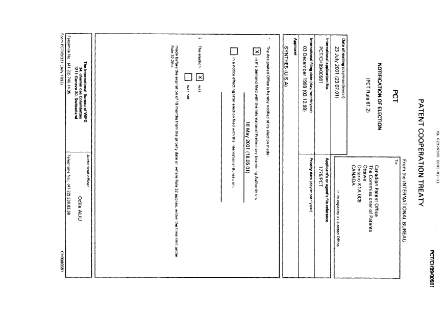 Document de brevet canadien 2396385. PCT 20030211. Image 1 de 11