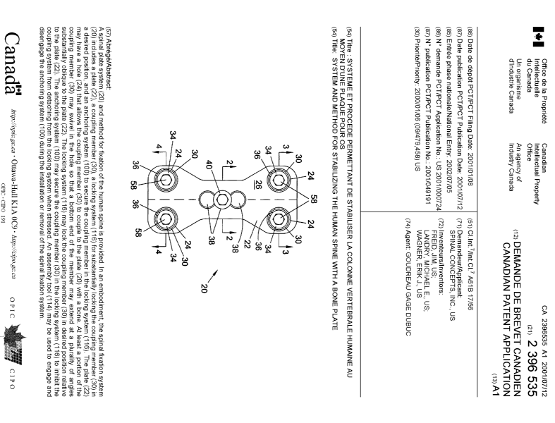 Document de brevet canadien 2396535. Page couverture 20021003. Image 1 de 1