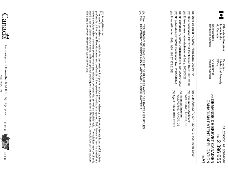 Document de brevet canadien 2396655. Page couverture 20021104. Image 1 de 1