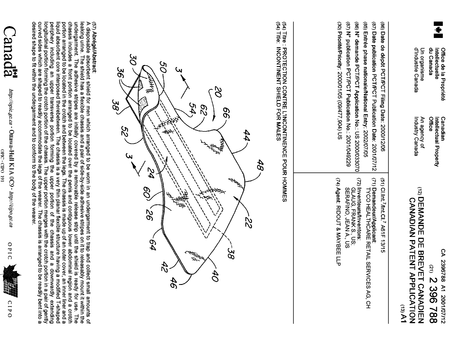 Document de brevet canadien 2396788. Page couverture 20011202. Image 1 de 1