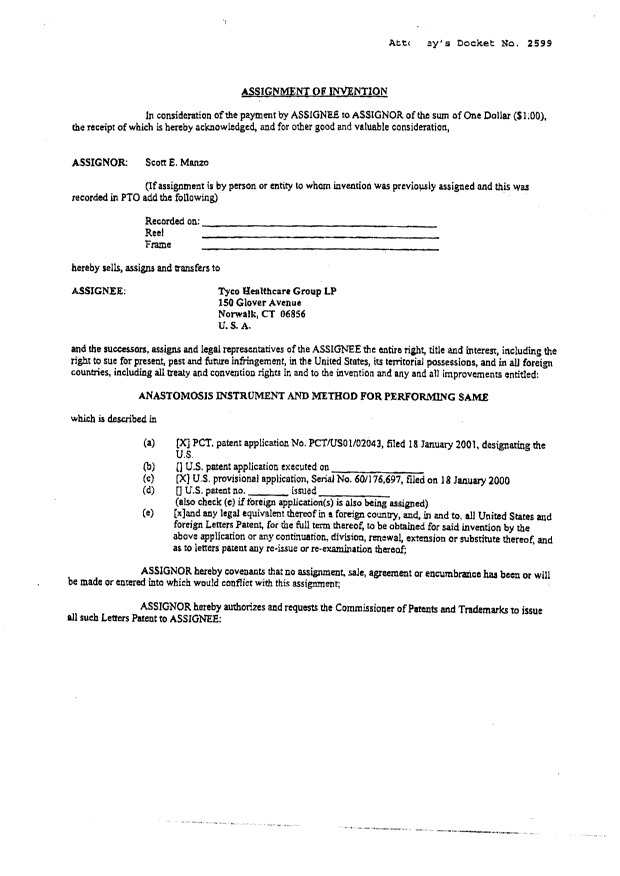 Document de brevet canadien 2397121. Cession 20030401. Image 2 de 4