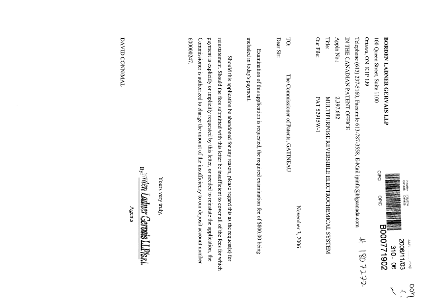 Document de brevet canadien 2397682. Poursuite-Amendment 20061103. Image 1 de 1