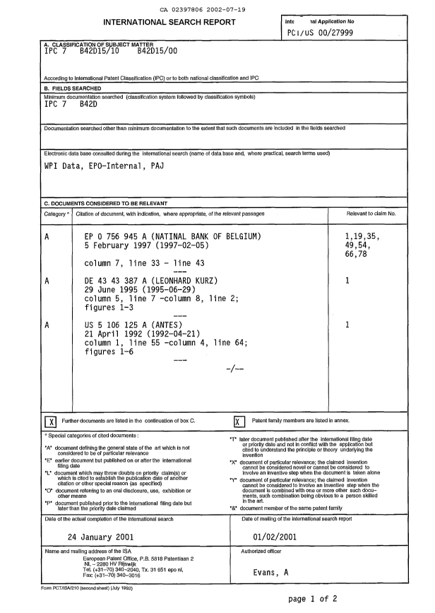 Document de brevet canadien 2397806. PCT 20020719. Image 2 de 4