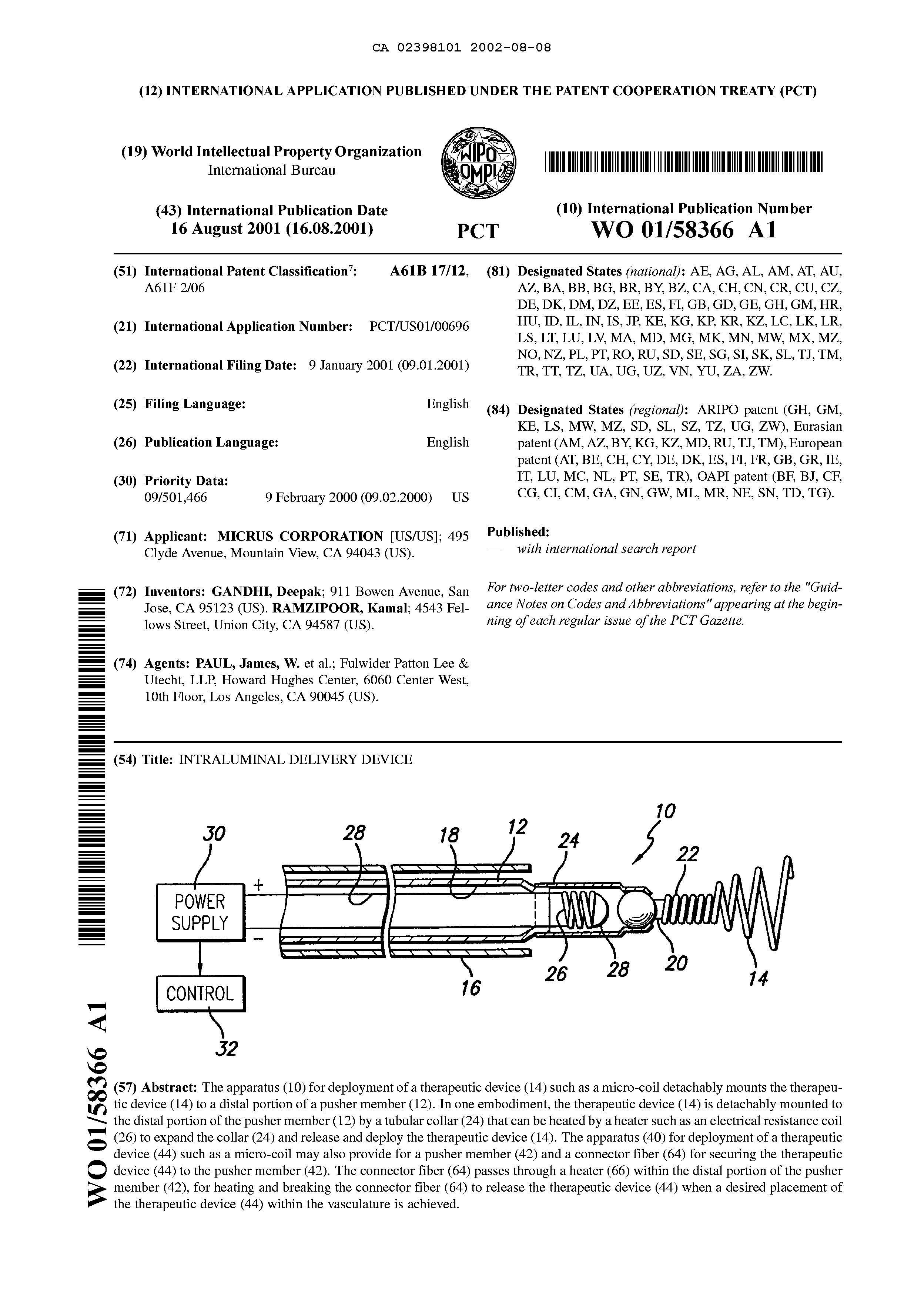 Canadian Patent Document 2398101. Abstract 20020808. Image 1 of 1