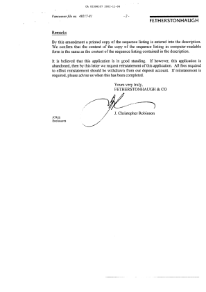 Canadian Patent Document 2398107. Prosecution-Amendment 20021104. Image 2 of 9