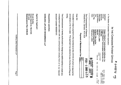 Document de brevet canadien 2398820. Taxes 20021203. Image 1 de 1