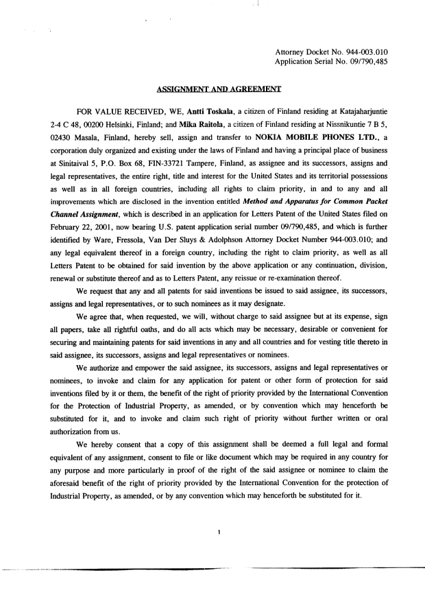 Document de brevet canadien 2401393. Cession 20030210. Image 2 de 3