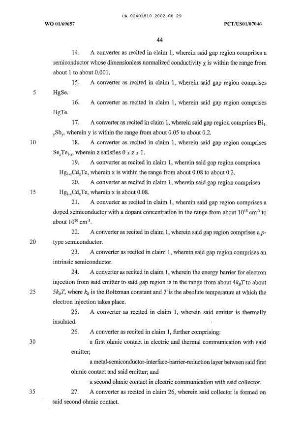 Document de brevet canadien 2401810. Revendications 20020829. Image 2 de 7