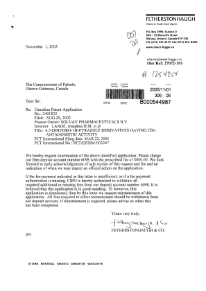 Document de brevet canadien 2401832. Poursuite-Amendment 20051101. Image 1 de 1