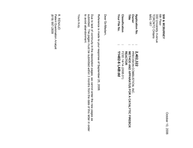 Canadian Patent Document 2402322. Prosecution-Amendment 20061010. Image 1 of 1