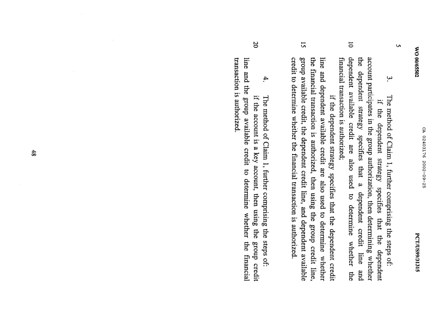 Document de brevet canadien 2403176. Revendications 20020925. Image 2 de 21