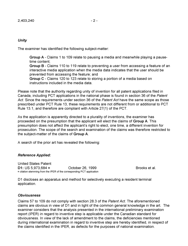 Document de brevet canadien 2403240. Poursuite-Amendment 20081103. Image 2 de 3