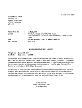 Document de brevet canadien 2403253. Correspondance 20021205. Image 1 de 1