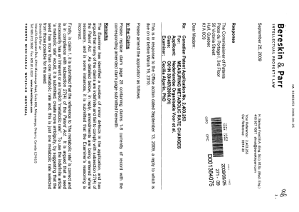 Canadian Patent Document 2403253. Prosecution-Amendment 20090925. Image 1 of 3