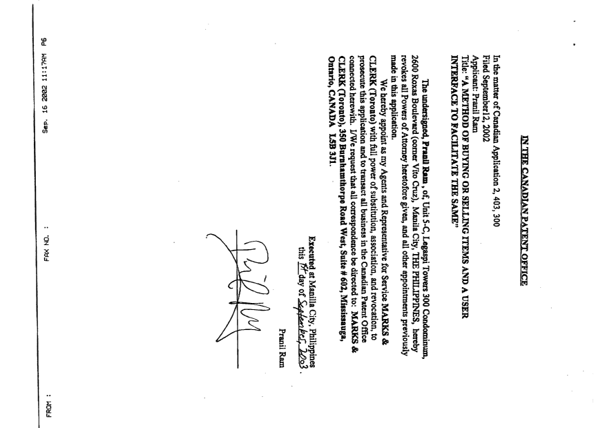 Canadian Patent Document 2403300. Correspondence 20030919. Image 2 of 2