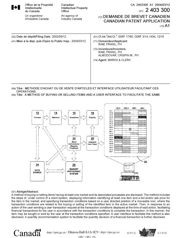 Document de brevet canadien 2403300. Page couverture 20040213. Image 1 de 1