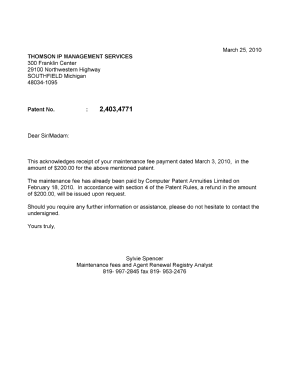 Document de brevet canadien 2403477. Correspondance 20100325. Image 1 de 1