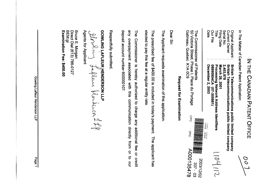 Document de brevet canadien 2403978. Poursuite-Amendment 20031202. Image 1 de 1