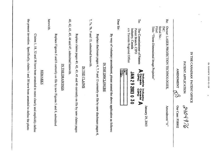Document de brevet canadien 2404976. Poursuite-Amendment 20030129. Image 1 de 20