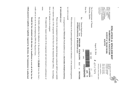 Canadian Patent Document 2405187. Assignment 20140829. Image 1 of 6