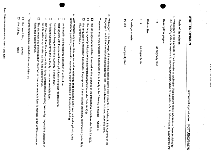 Canadian Patent Document 2405394. PCT 20040707. Image 2 of 15