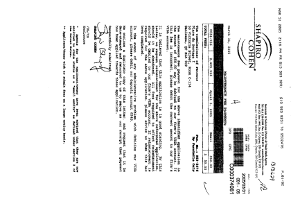 Canadian Patent Document 2405526. Fees 20050331. Image 1 of 1