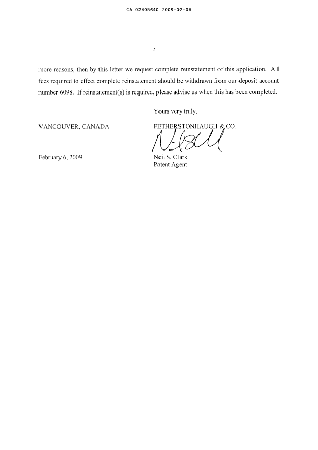Document de brevet canadien 2405640. Poursuite-Amendment 20090206. Image 2 de 21