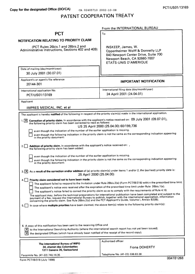 Document de brevet canadien 2405710. PCT 20021008. Image 2 de 7