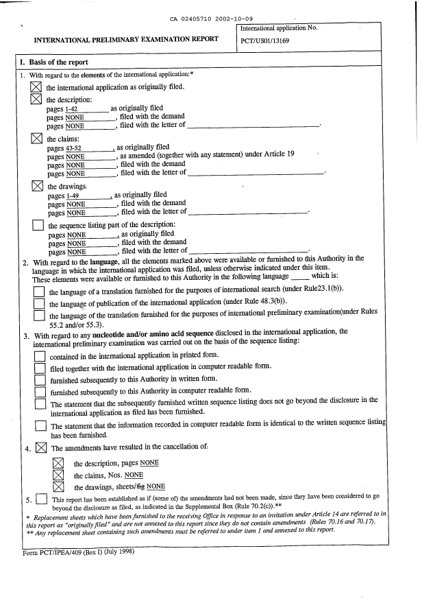 Document de brevet canadien 2405710. PCT 20021009. Image 2 de 4