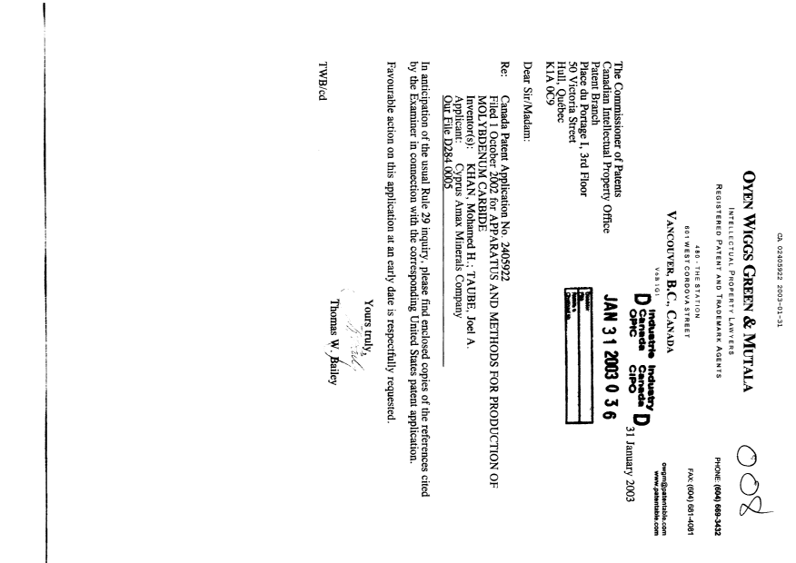 Document de brevet canadien 2405922. Poursuite-Amendment 20030131. Image 1 de 1