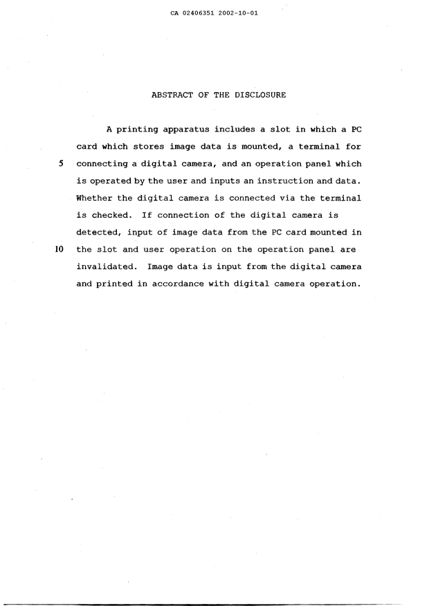 Document de brevet canadien 2406351. Abrégé 20021001. Image 1 de 1