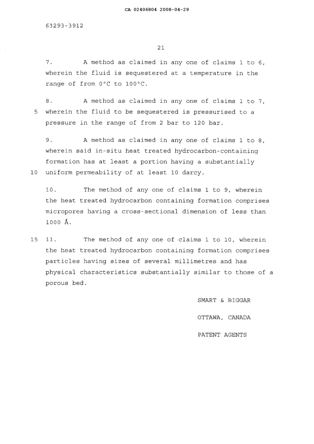 Document de brevet canadien 2406804. Revendications 20080429. Image 2 de 2