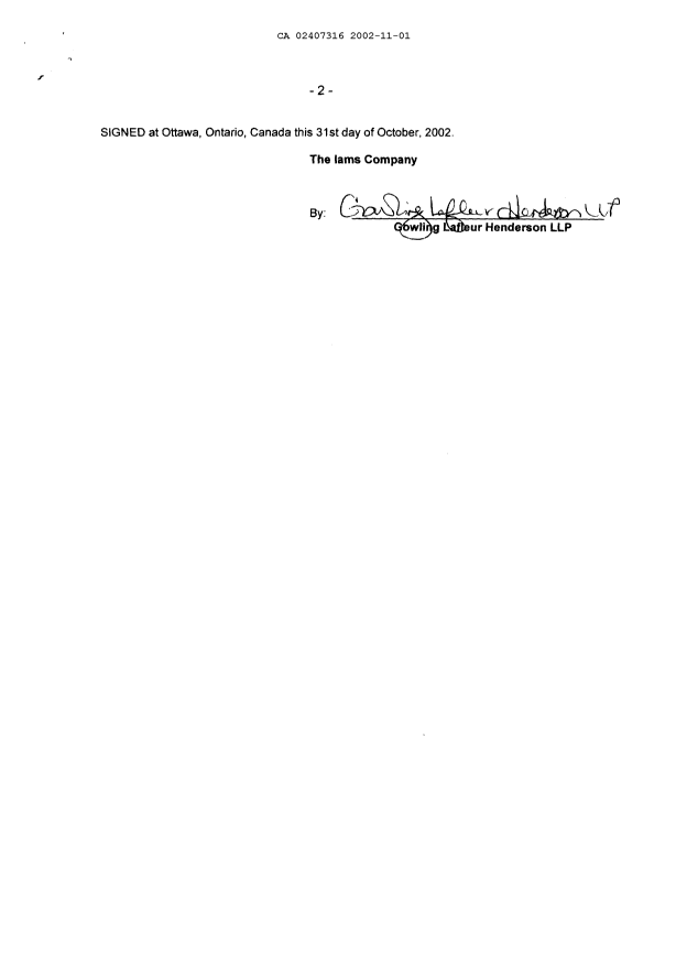 Document de brevet canadien 2407316. Cession 20021101. Image 3 de 3