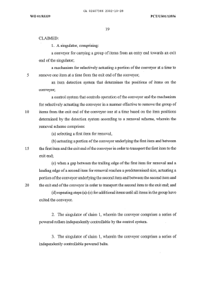 Document de brevet canadien 2407366. Revendications 20021028. Image 1 de 6