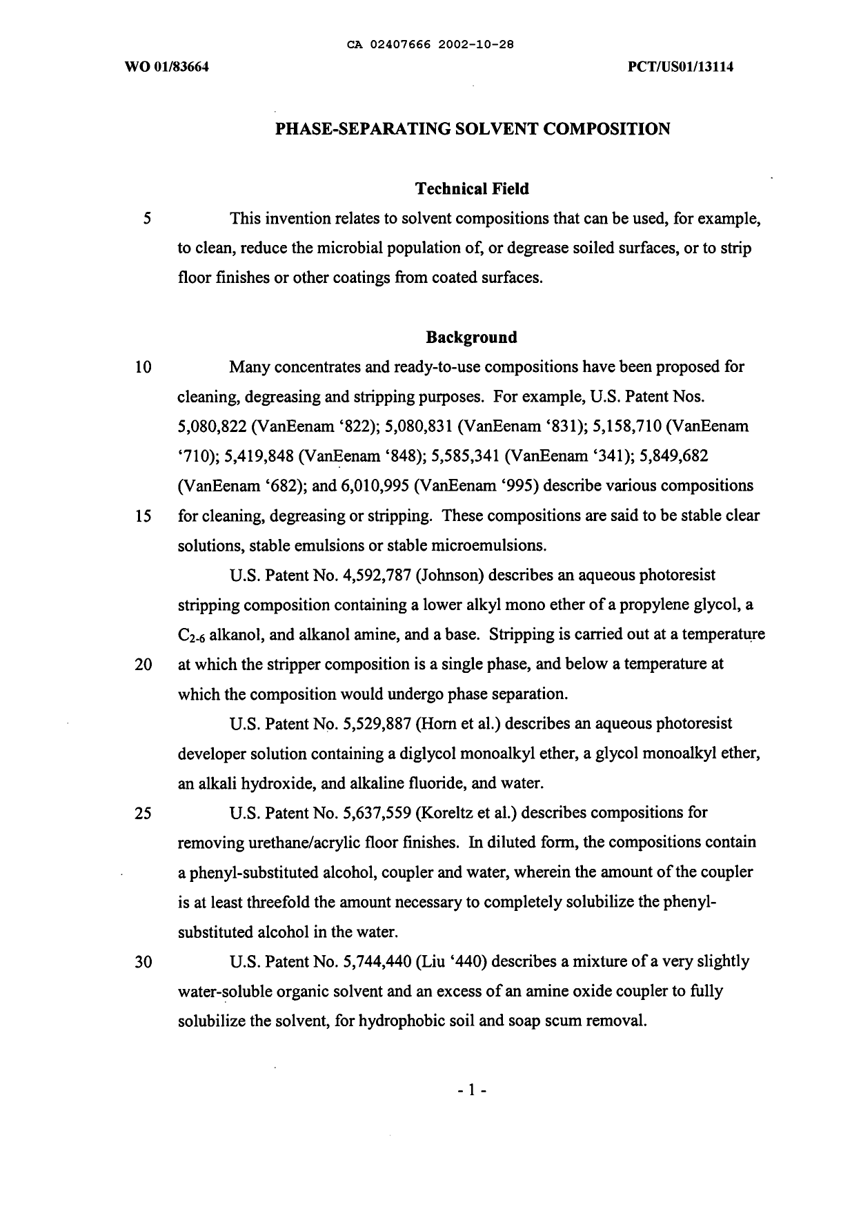 Canadian Patent Document 2407666. Description 20021028. Image 1 of 19
