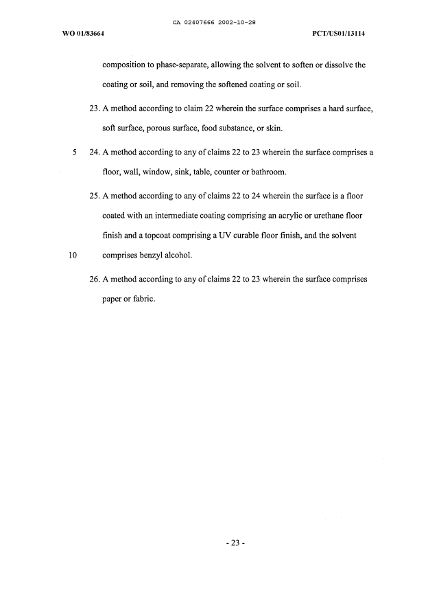 Document de brevet canadien 2407666. Revendications 20021028. Image 4 de 4