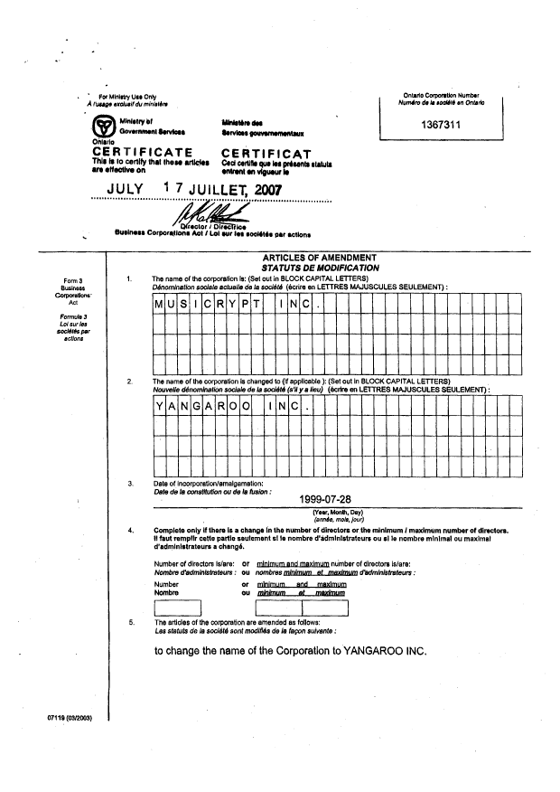 Canadian Patent Document 2407774. Assignment 20070926. Image 2 of 3