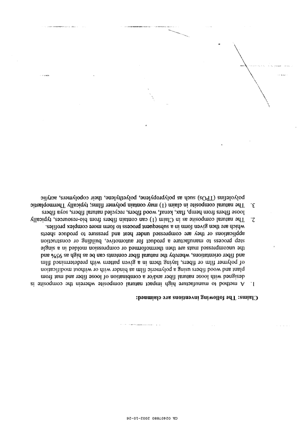 Document de brevet canadien 2407880. Revendications 20011226. Image 1 de 3