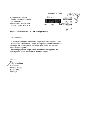 Document de brevet canadien 2407880. Taxes 20051229. Image 1 de 1
