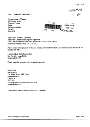 Document de brevet canadien 2408815. Taxes 20041013. Image 1 de 1