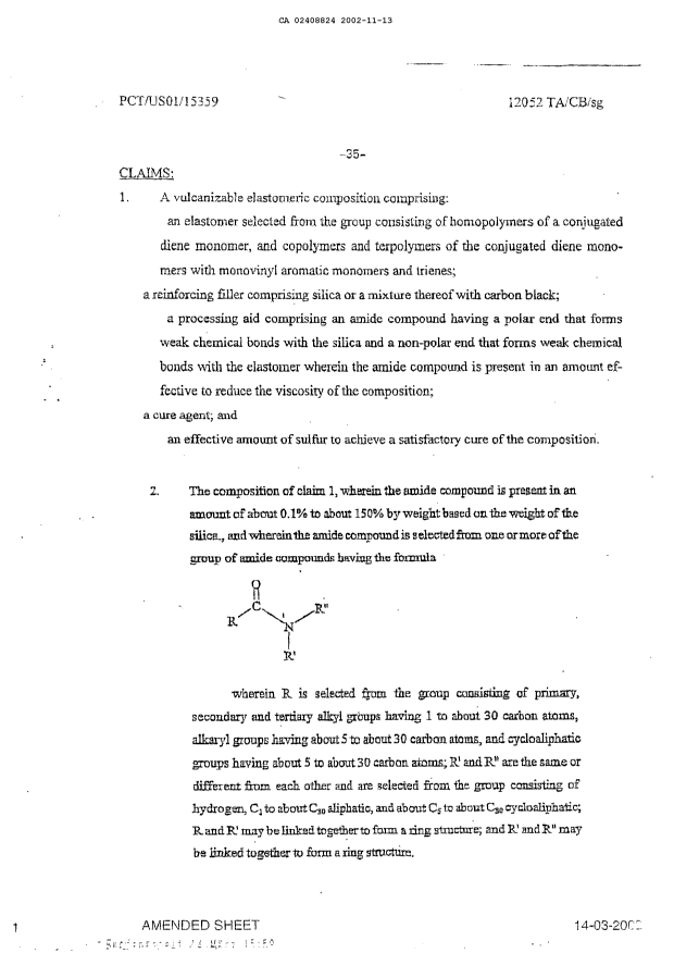 Document de brevet canadien 2408824. Revendications 20021113. Image 1 de 4