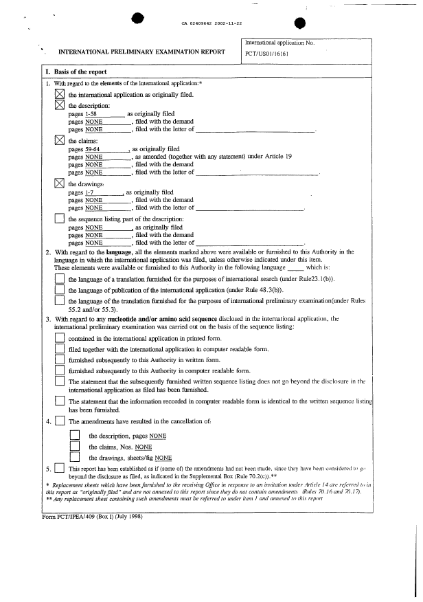 Document de brevet canadien 2409642. PCT 20021122. Image 2 de 3