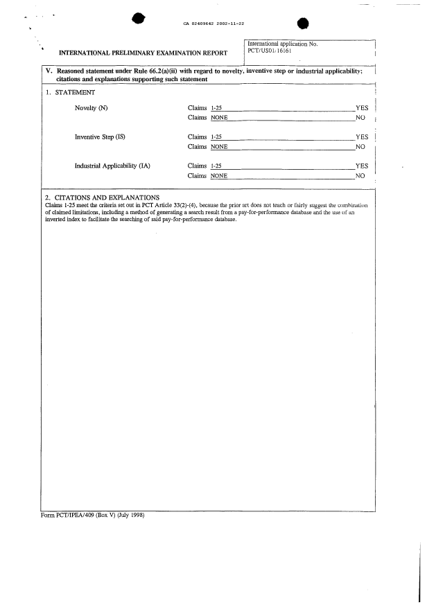 Document de brevet canadien 2409642. PCT 20021122. Image 3 de 3