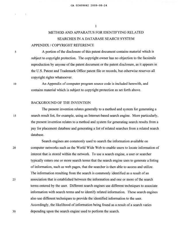 Canadian Patent Document 2409642. Description 20100812. Image 1 of 60