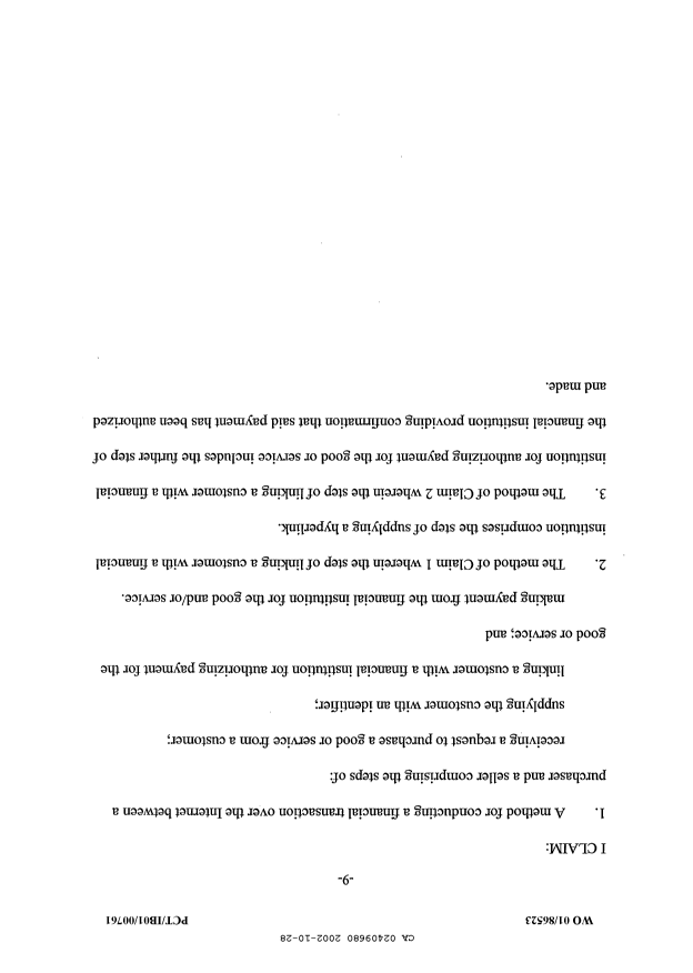 Document de brevet canadien 2409680. Revendications 20021028. Image 1 de 1